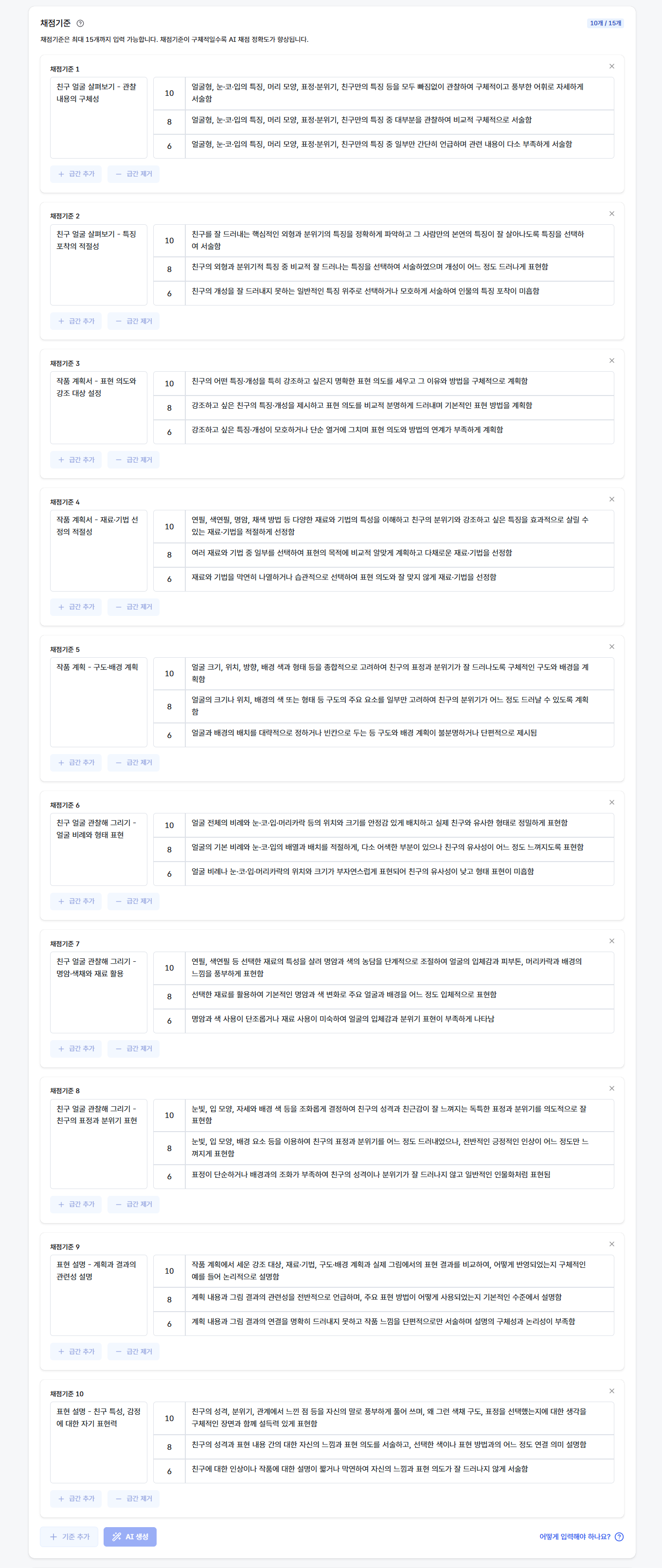 미술 채점기준